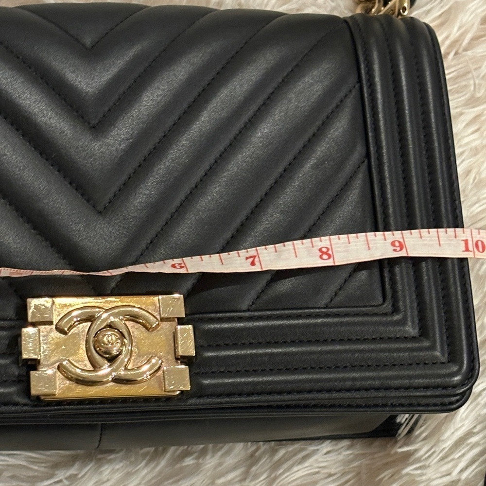 CHANEL Black Chevron Quilted LeBoy Bag with Gold Chain - Picture 10 of 10